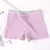 4007 Cueca Boxer Plus Size Feminina Respirável Cor Sólida Simples Estudantes do Ensino Médio Listrada Solta Respirável Cueca Boxer