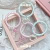 Colgante Kt Transparente de Verano Cuerda para Teléfono Pulsera Corazón de Niña Goma para el Cabello Sin Costuras Ins Dulces Accesorios para el Cabello Regalo para Mejor Amiga