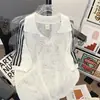 Camisa de punto hueca con diseño de verano para hombre, transpirable, de seda helada, tacto fresco, holgada, cuello en V, manga corta, ropa de playa