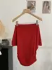 Top Camiseta Omalai de Hombros Descubiertos con Cintura Fruncida, Color Sólido, Manga Corta, Adelgazante, Nuevo Estilo Primavera/Verano para Mujer 6946