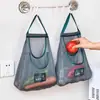 Bolsa de almacenamiento para cocina, red de malla para verduras y frutas del hogar, montable en la pared, red de almacenamiento estilo TikTok para jengibre y ajo