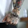 Moda Transfronteriza Europea y Americana Dominante Pulsera de Acero de Titanio de Doble Fila para Hombre Joyería de Mano Personalizada Tendencia Retro de Nicho Venta Directa de Fábrica