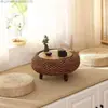 Mesa de centro de tatami para celebridades de internet, mesa pequeña para mirador, mesa kang, mesa baja para el suelo del dormitorio del hogar, tejido de ratán con almacenamiento