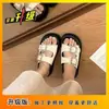 Chinelos Casuais de Solado Grosso para Uso Externo, Sandálias Aumentadoras de Altura Primavera 2026 com Fivela de Strass, Sapatos Confortáveis Femininos, Chinelos Descolados