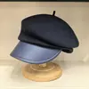 Japão CA4 couro PU ao longo da aba boné de outono e inverno infantil quente de feltro boné de jornaleiro lã australiana pressão lateral boné militar