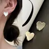 Diseño de Nicho Metal Cepillado Corazón Pendientes de Plata Estilo Coreano Simples Minimalistas Pendientes de Botón Pendientes para Mujer Coreanos