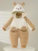 Pantalones con Bolsillo de Solapa Pequeño para Bebé Mono Grueso Acolchado de Algodón 3-12 Meses Caliente de Invierno con Capucha Ropa para Recién Nacidos