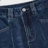 Jeans Retro com Bainha Curva para Mulheres, Novo Estilo Outono 2026, Costura Contrastante, Emagrecedor, Tamanho Grande, Calças Largas Retas Soltas