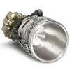 Copa de vino con forma de calavera de resina, con personalidad, adornos de vajilla, copa de vino con forma de calavera de garra de águila, revestimiento de acero inoxidable