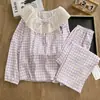2026 Nuevo Estilo Otoño Algodón Nube Borde Manga Larga Dulce y Lindo Suéter Pijama Conjunto de Ropa para el Hogar para Mujer