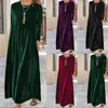 2026 Transfronterizo Amazon Europeo y Americano Vestido Holgado Nuevo Color Puro Terciopelo Dorado Falda Larga Comercio Exterior
