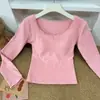 Ruth Wear Encaje Deseo Puro Camiseta Base para Mujer Otoño e Invierno Alta Elasticidad Cuello Redondo Lijado Camiseta Interior Top Manga Larga