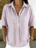 2026 Moda casual de verano para mujer, camisa de rayas de manga corta con cuello camisero, sitio independiente de Amazon transfronterizo europeo y americano