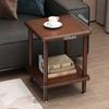 Mesa Auxiliar de Sofá de Tronco Madera Maciza Doble Capa Mesa de Centro Pequeña Mesa Auxiliar Estilo Chino Mesa de Esquina Sencilla Moderna Nórdica para Sala de Estar Mesa Pequeña