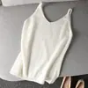 Camisola de Punto de Lana para Mujer, Cuello en V, Camisa Base Corta sin Mangas para Otoño e Invierno, Ajustada, Sencilla y Versátil