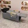 Cama de Lavatório Semi-Reclinável Dobrável com Descanso para os Pés Cama de Lavatório Salão de Cabeleireiro Tintura de Cabelo Cama de Lavatório Barbeiro Bacia de Cerâmica Cama de Lavatório