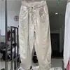 # 709 Pantalones casuales de algodón y lino para mujer, pantalones tipo harén, culottes, corte holgado primavera-verano, adelgazantes, en color cáñamo, rosa palo y blanco