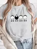 Camiseta Casual Manga Corta Estampado de Dibujos Animados Cuatro Ovejas Cuello Redondo Estética Casual Camiseta para Mujer Ropa