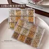 Decoraciones para Uñas con Lentejuelas de Estrella Color Café Otoño/Invierno 12 Compartimentos Mixtos Lentejuela para Uñas con Patrón de Pentagrama Maillard Puntos