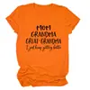 Camiseta Solta de Manga Curta com Estampa de Letras Mom Grandma Great, Gola Redonda, Atacado para Sites Independentes de Comércio Exterior