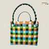 Bolsa Cesta de Verduras Tejida de PE Personalizada, Bolso Bandolera para Niños Regalo Cesta de Flores Bolsa Pequeña, Bolsa Tejida de Plástico Colorida de Mano