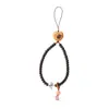 Llavero para teléfono con forma de corazón, cordón de estilo chino, oro púrpura, cadena de teléfono versátil de palo de rosa de hoja pequeña, correa de muñeca