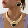 1 Juego de Encantadores Elegantes Pendientes y Collar de Acrílico Incrustado con Diseño Retro, Exageración Transfronteriza Europea y Americana