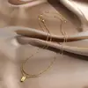 Amazon Transfronterizo Nuevo Collar de Cuentas de Arroz en Capas de 26 Letras Collar con Colgante de Etiqueta Joyería de Nicho de Moda
