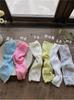 WTD878 Calcetines de Primavera para Niños Nuevos Bebé Color Brillante Oreja de Madera Media Pantorrilla Vaina Viento de Princesa Calcetines Apilables Modernos