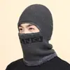Chapéu Tricotado Quente de Inverno para Homem com Forro de Lã e Cachecol Espesso Conjunto de Duas Peças Chapéu de Lã Atacado Outono e Inverno Transfronteiriço