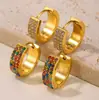 Oumika Otoño e Invierno Nuevo Gymnolium Donut Acero Inoxidable Circonita Pendientes Temperamento Chapado PVD Oro Verdadero 18K Pendientes