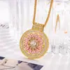 Nova corrente para clavícula com pingente de bússola em vitral rosa estilo chinês para mulheres, design de nicho de luxo leve