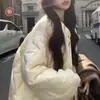 Chaqueta de Algodón Acolchada Estilo Coreano para Mujer, Abrigo de Algodón con Relleno de Plumón de Manga Larga para Invierno, Corte Holgado, Chaqueta Corta Adelgazante, Engrosada y Cálida A9090