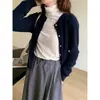 Cárdigan de punto con paneles grandes de hilo de núcleo para mujer, nuevo estilo otoño e invierno, adecuado como capa interior o prenda exterior
