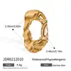 Anillo Minimalista Geométrico de Acero Inoxidable Liso Wanxing Transfronterizo con Diamantes Incrustados de Oro de 18 Quilates para Mujer, Apilable