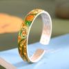 Prata Ética Tendência Nacional Estilo Étnico Prata Pura 999.9 Esmalte Banho de Ouro Pulseira Fênix Palavras Auspiciosas Cem Bênçãos Pulseira de Prata Sólida