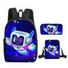 Mochila escolar de tres piezas con diseño de robot cósmico y astronauta, ideal para niños de primaria y secundaria.