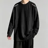 Camiseta masculina de manga comprida, camada interna de outono masculina, camiseta básica solta e elástica, camiseta masculina estampada estilo coreano ins