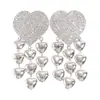 Brincos de Tarraxa Europeus e Americanos Transfronteiriços Simples da Moda Coração de Strass Borla Design de Nicho Brincos Ornamentos de Orelha de Luxo Leve de Alto Padrão