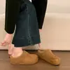 Mules de Otoño e Invierno Zapatillas de Algodón sin Cordones para Mujer Suela Suave Felpa Nuevo Estilo Calientes para Exterior Zapatillas Gruesas de Algodón con Forro de Felpa