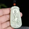 Venta al por mayor de fábrica imitación Jade Hetian Jade Blanco loto sentado Guanyin colgante Mongolia Exterior cian claro Bodhisattva colgante collar de jade