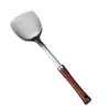 Espátula para saltear cuchara para saltear sartén para saltear mango largo espátula para wok utensilios de cocina buen artículo práctico chef acero inoxidable cuchara para saltear cintura delgada mango de madera