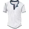 Serie de camisetas de verano para hombre 7 botones Estampado 3D Casual Deportivo Manga Corta Pullover Transfronteriza Europea y Americana