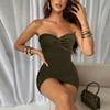 Moda europea y americana Cruz top de tubo de lana ajustado lazo popular de alta calidad vestido sexy ajustado a la cadera falda corta para mujer