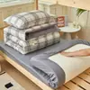 Conjunto de cama puro algodão de três peças para estudantes universitários, lençol de cama 100% algodão, capa de edredom, protetor de colchão, roupa de cama de solteiro para dormitório