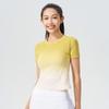 2025 Verano Nuevo Color Degradado Tops de Manga Corta de Alto Valor Camisetas de Secado Rápido Ropa para Correr Deportes Fitness Yoga para Mujer
