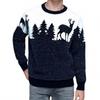 Amazon Temu Suéter de Mohair para Hombre Tejido de Punto Tejido de Punto Ciervo de Navidad Bloques de Color Cuello Redondo Suéter Camiseta Base