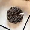 Scrunchie plisado de estampado de leopardo moda coreana estilo retro elegante banda elástica para el pelo para coleta baja para mujer