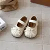 Zapatos de Cuero Plegados Estilo Francés para Niñas 2026 Otoño Nuevos Zapatos de Princesa con Lazo Estilo Coreano Zapatos de Boca Baja