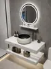 Nuevo Estilo Chino Mármol Cerámica Lavabo Integrado Gabinete de Baño Tocador Pequeño Apartamento Lavabo Encimera